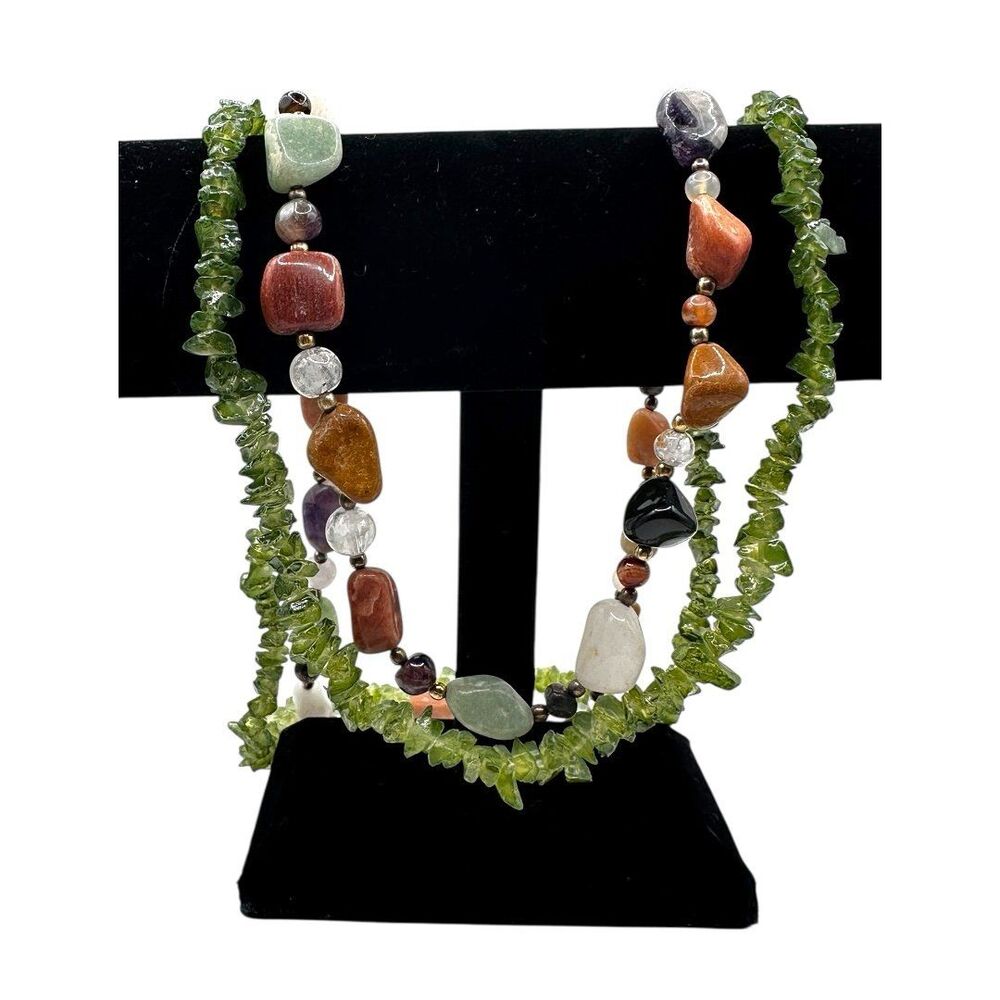 Two Boho Style Hard Stone Necklaces